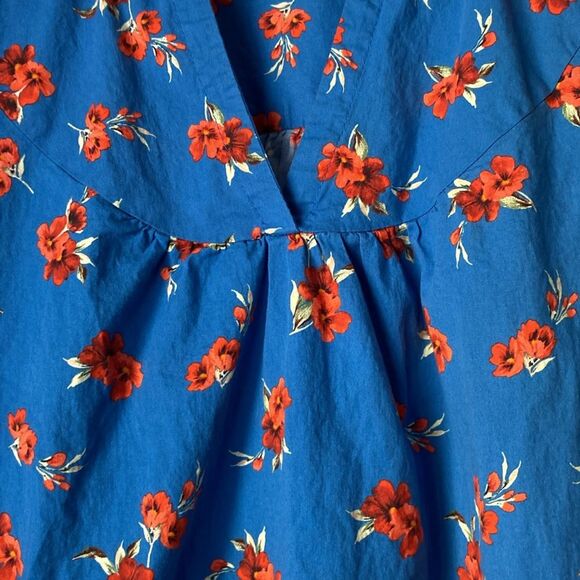 Zara Emma Dress Blue with Red Flowers Size Small - Picture 6 of 10
